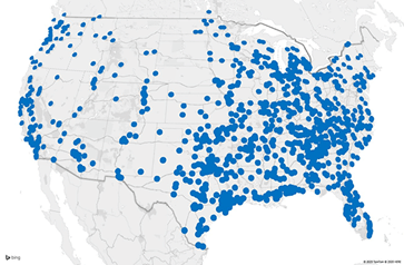 Map of Former Willis Law Firm Clients over last years
